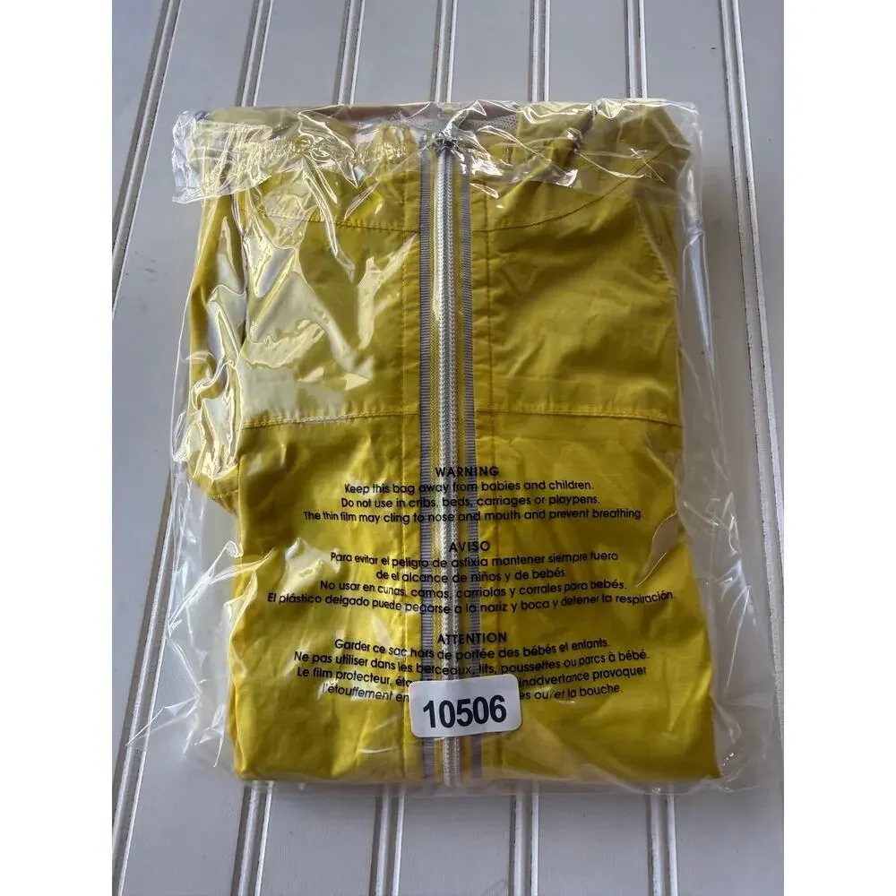L.L.Bean Kids Yellow Hooded Rain Jacket Windbreaker Size 8 Nylon Reflective